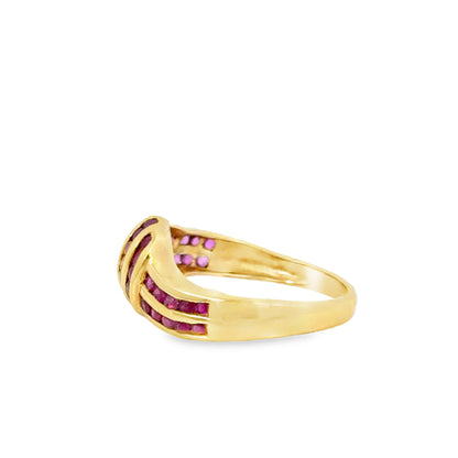 14K Yellow Gold Ruby Knot Design Ring