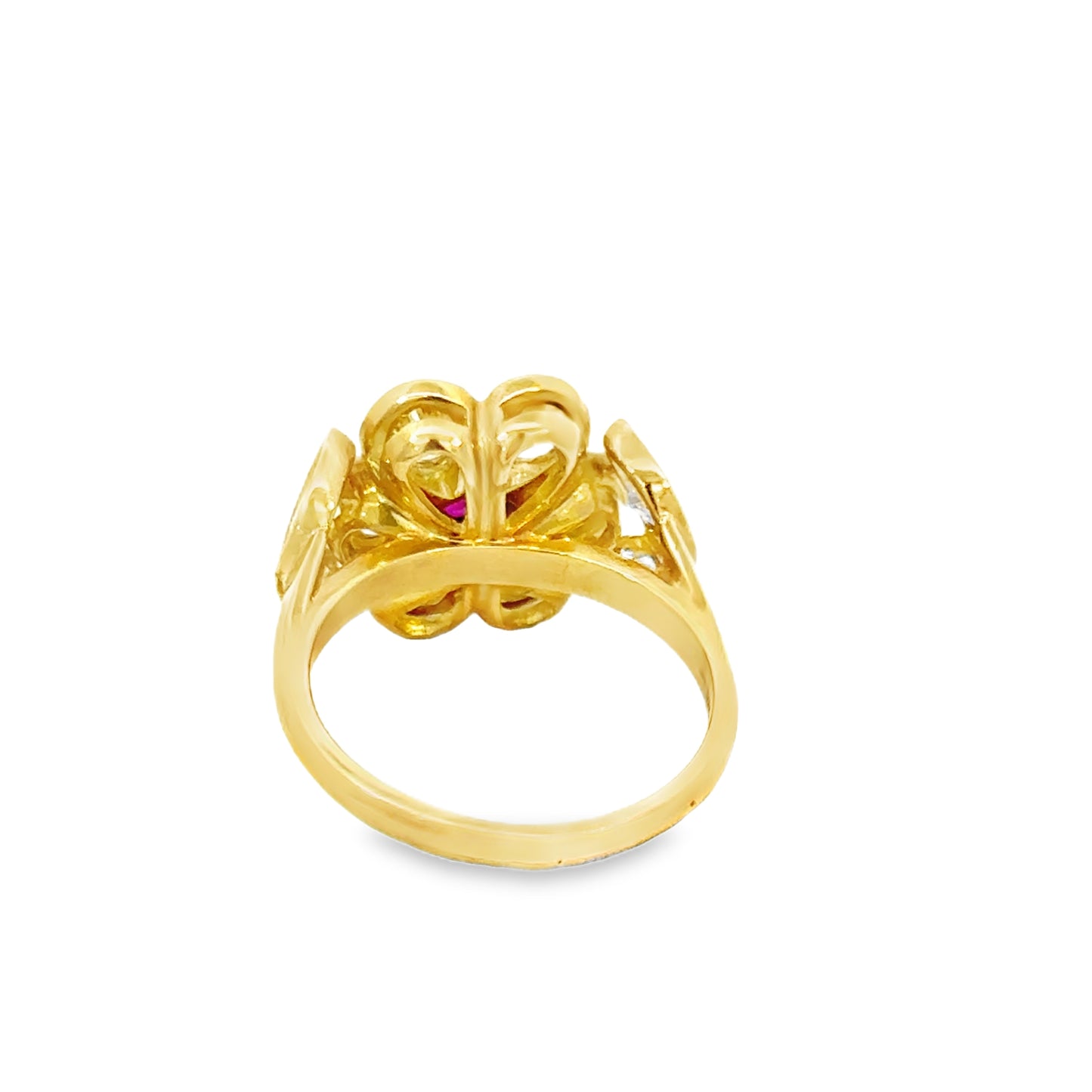 18K Yellow Gold Ruby and Diamond Blossom Ring