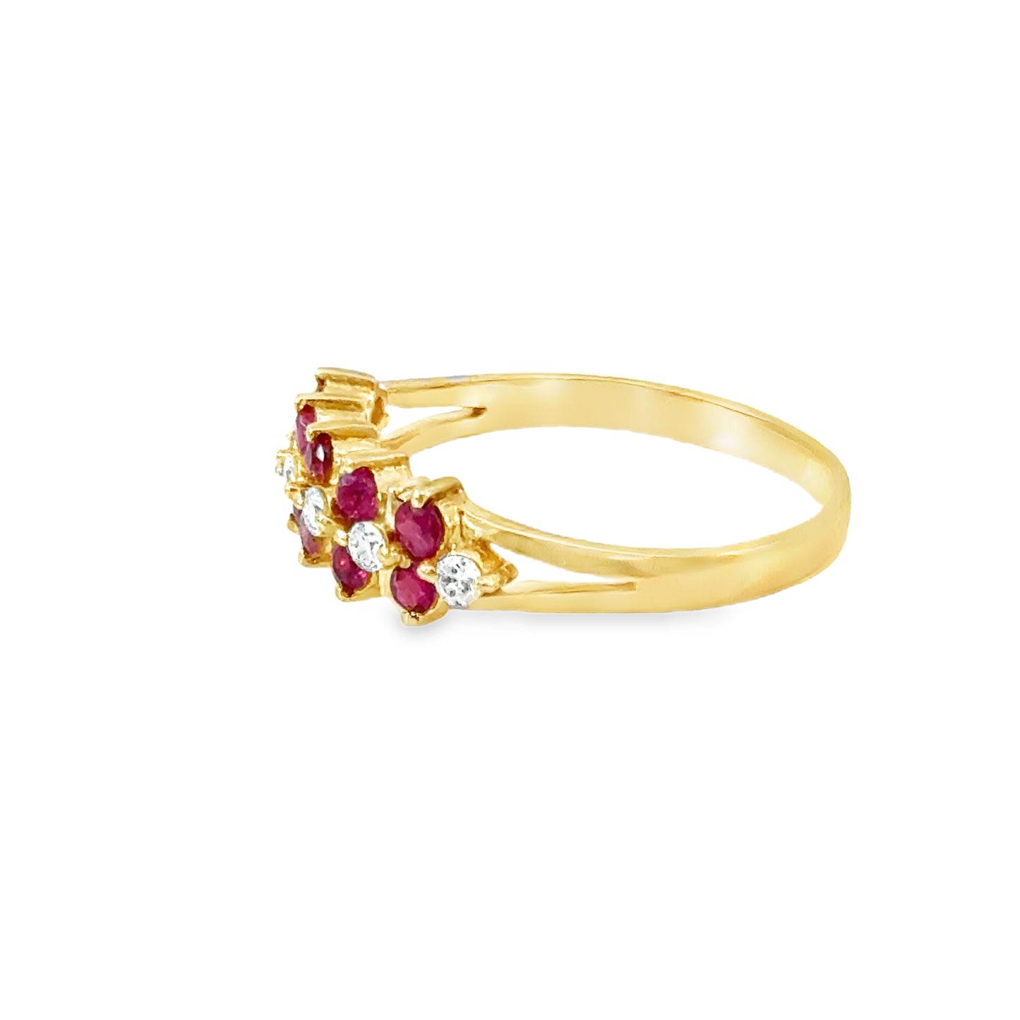 Luxe Ruby and Diamond Cluster Band in 14K Yellow Gold