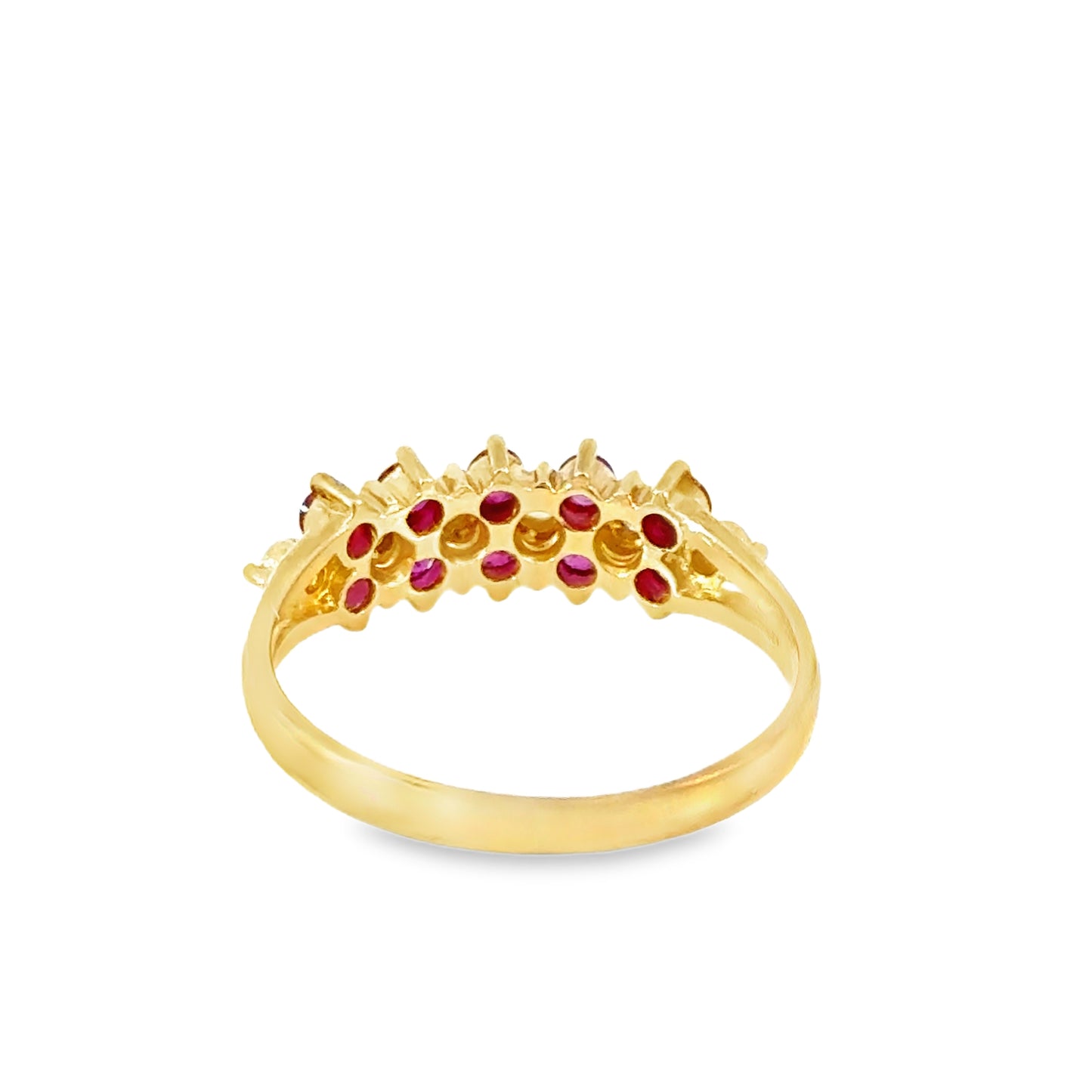 Luxe Ruby and Diamond Cluster Band in 14K Yellow Gold
