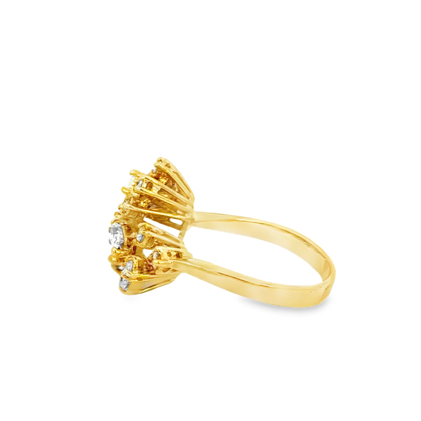 Sculptural 18K Yellow Gold Sapphire and Diamond Design Ring