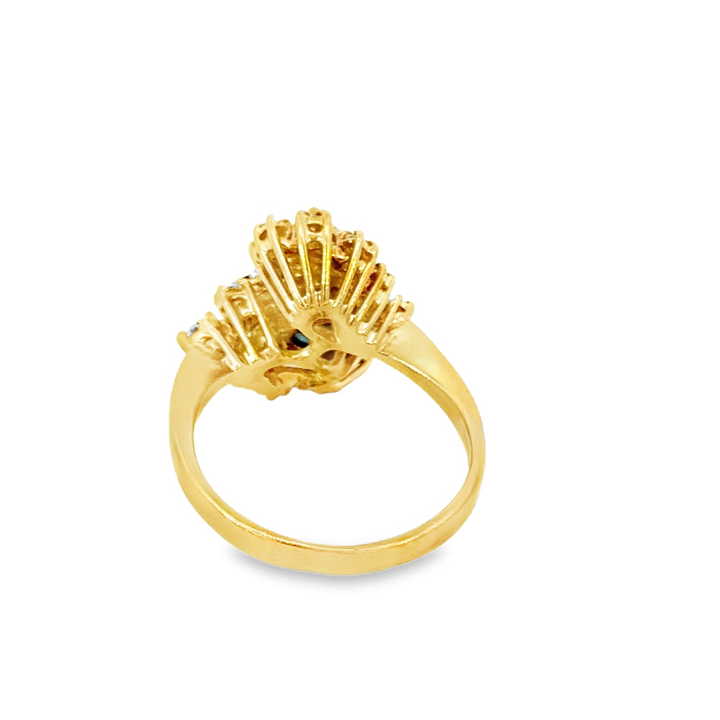 Sculptural 18K Yellow Gold Sapphire and Diamond Design Ring