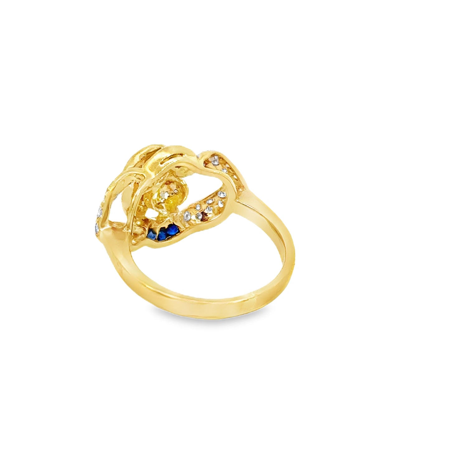 18K Yellow Gold Diamond & Sapphire Sculptural Knot-Motif Cocktail Ring