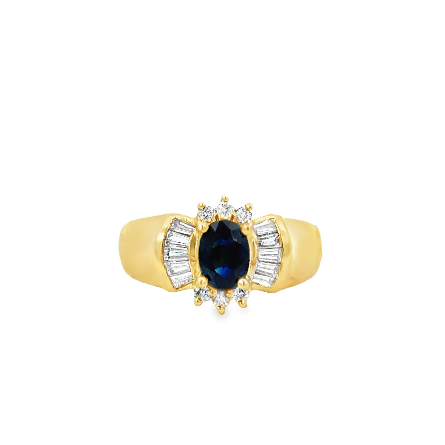 14K Yellow Gold 1980’s Vintage Sapphire & Diamond Ring