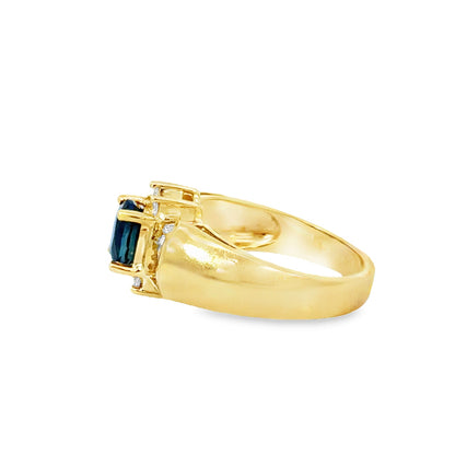 14K Yellow Gold 1980’s Vintage Sapphire & Diamond Ring