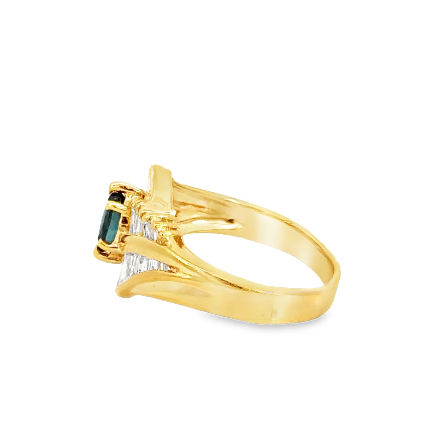 Statement 1980’s Sapphire & Diamond Cocktail Ring in 14K Yellow Gold