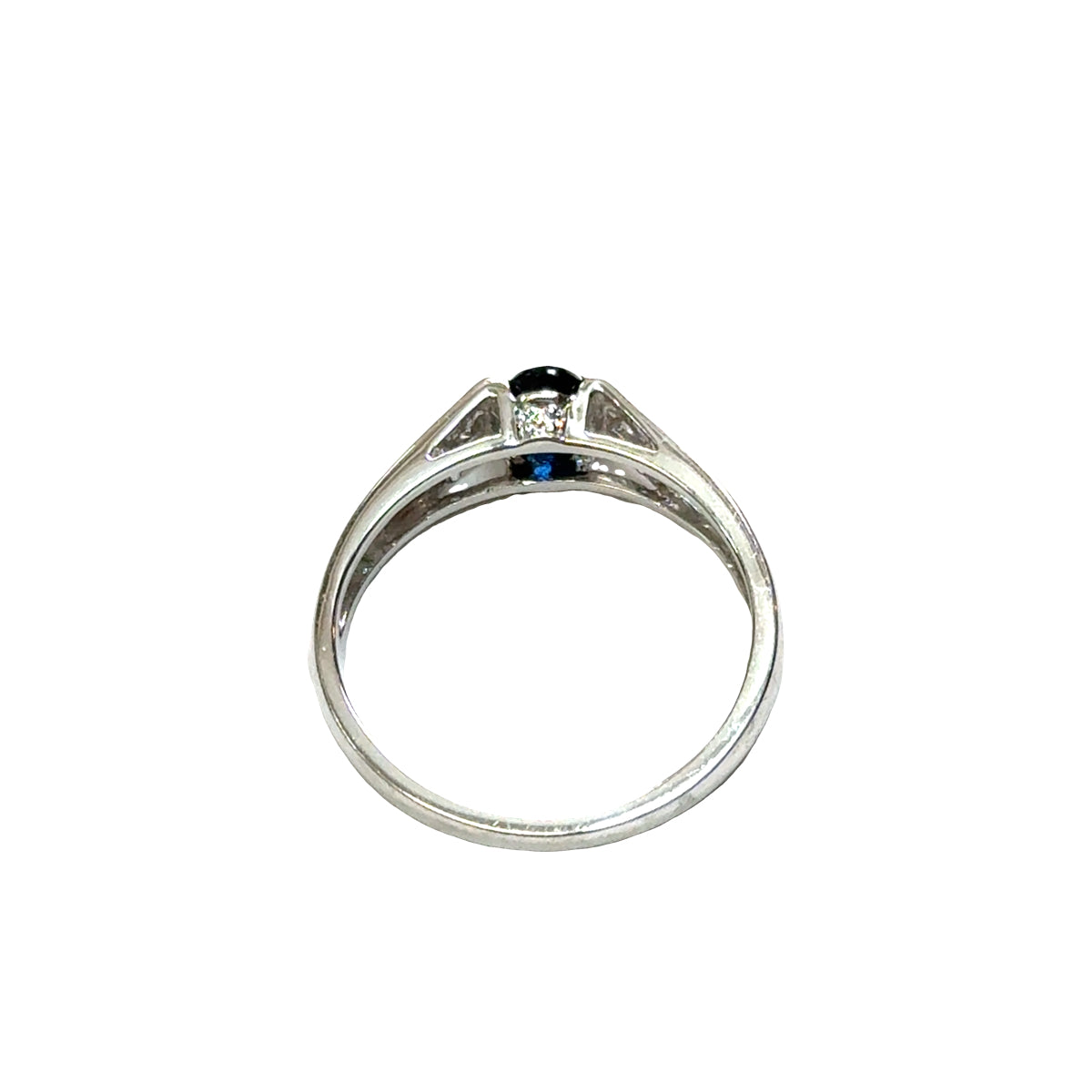 14K White Gold Modern Sapphire and Diamond Accent Ring