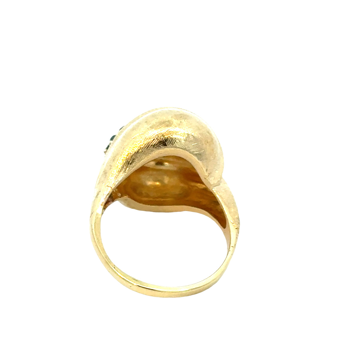 18K Textured Yellow Gold Sapphire & Diamond “Floral Bud” Ring – 1960’s Vintage Design