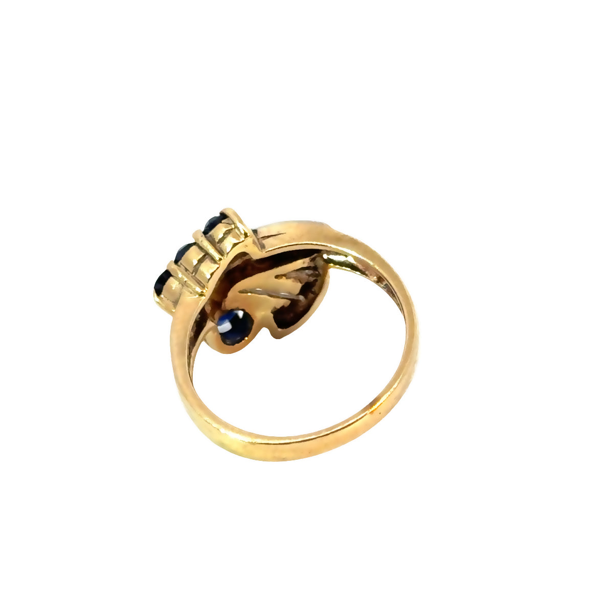 14K Yellow Gold Retro Sapphire Ring – Unique 1950’s Design