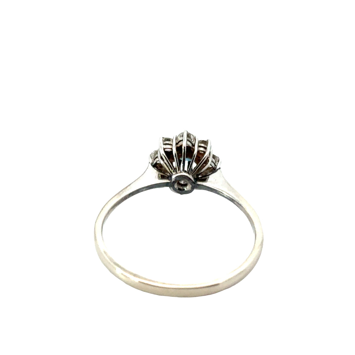 14K White Gold Blue Sapphire and Diamond Starburst Ring