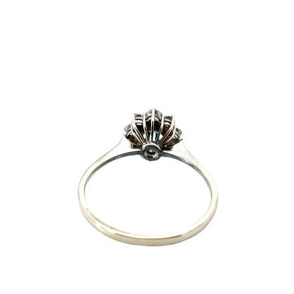 14K White Gold Blue Sapphire and Diamond Starburst Ring