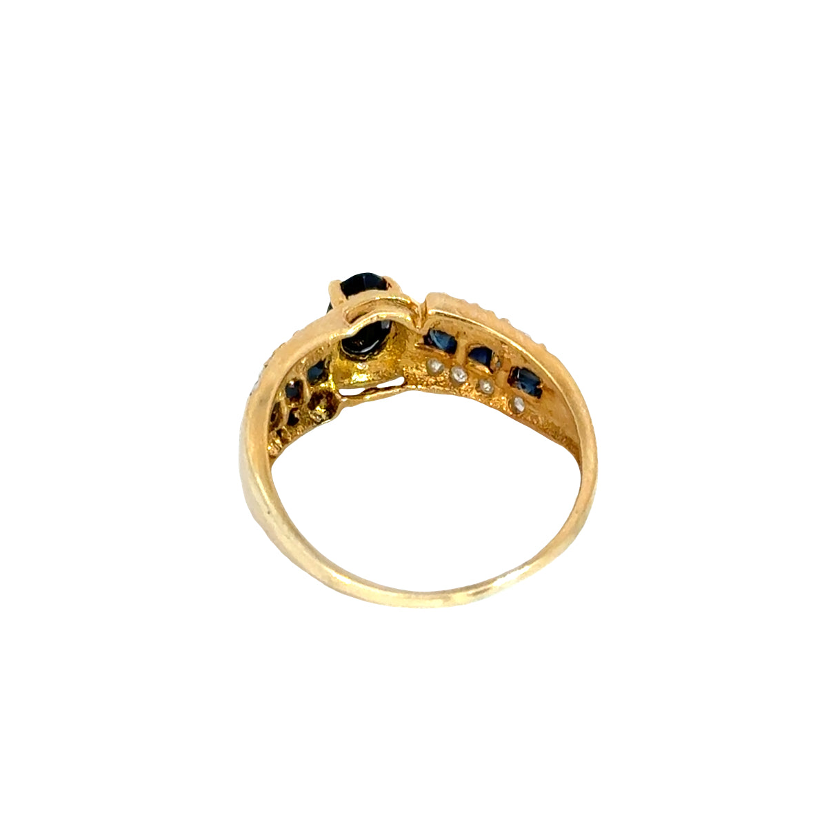 Oval Sapphire with Channel-Set Sapphires & Diamonds in 14K Gold