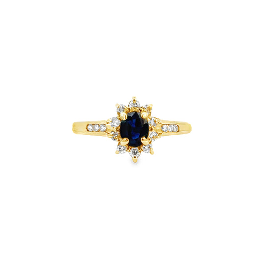 Classic Oval Sapphire & Diamond Ring in 14K Gold