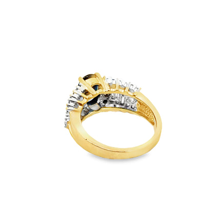 14K Yellow Gold Sapphire & Diamond Ring – Classic Elegance