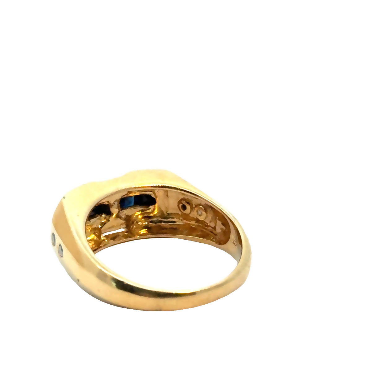 14K Yellow Gold Sapphire & Diamond Channel Ring