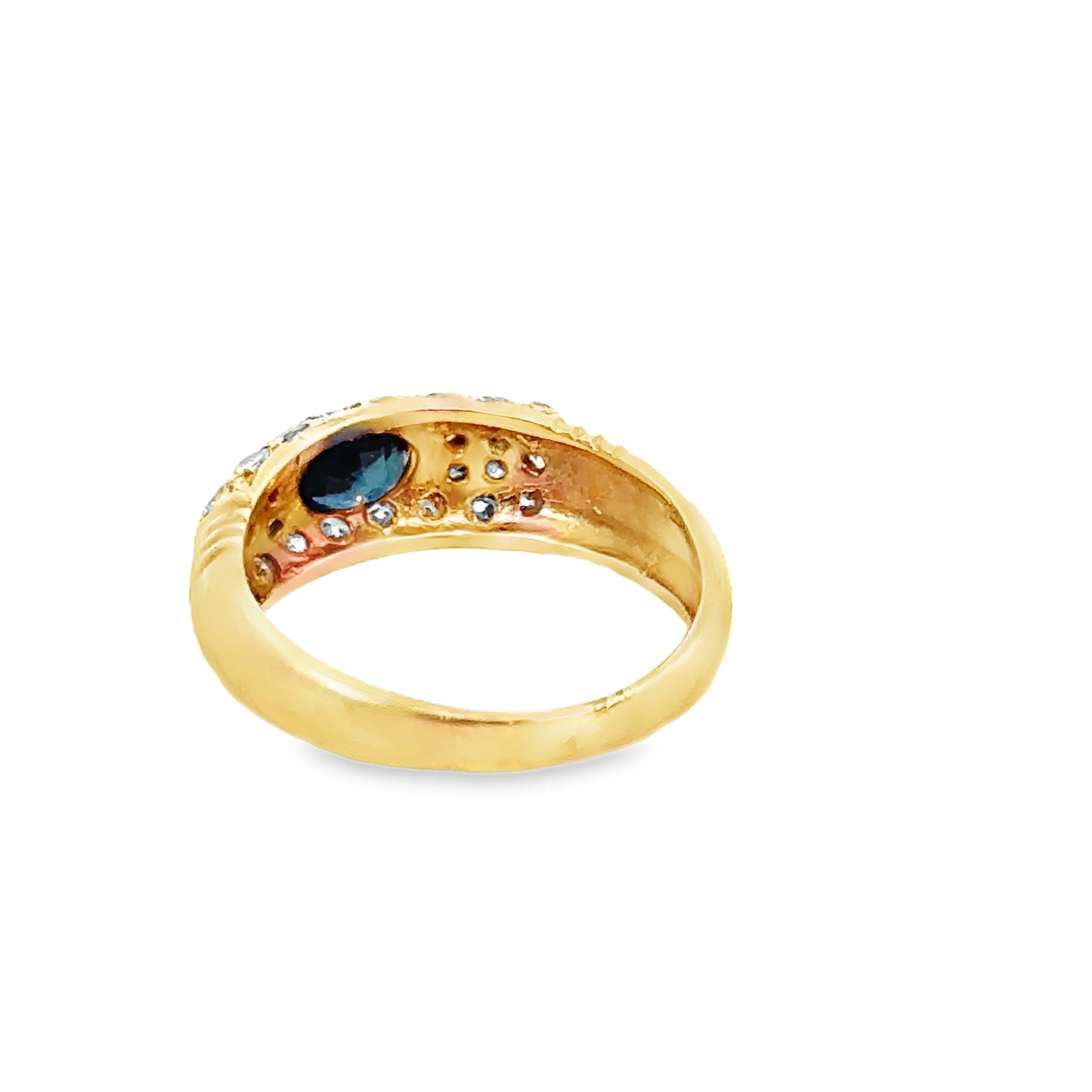 Classic Blue Sapphire Diamond Band in 14K Yellow Gold