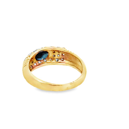 Classic Blue Sapphire Diamond Band in 14K Yellow Gold