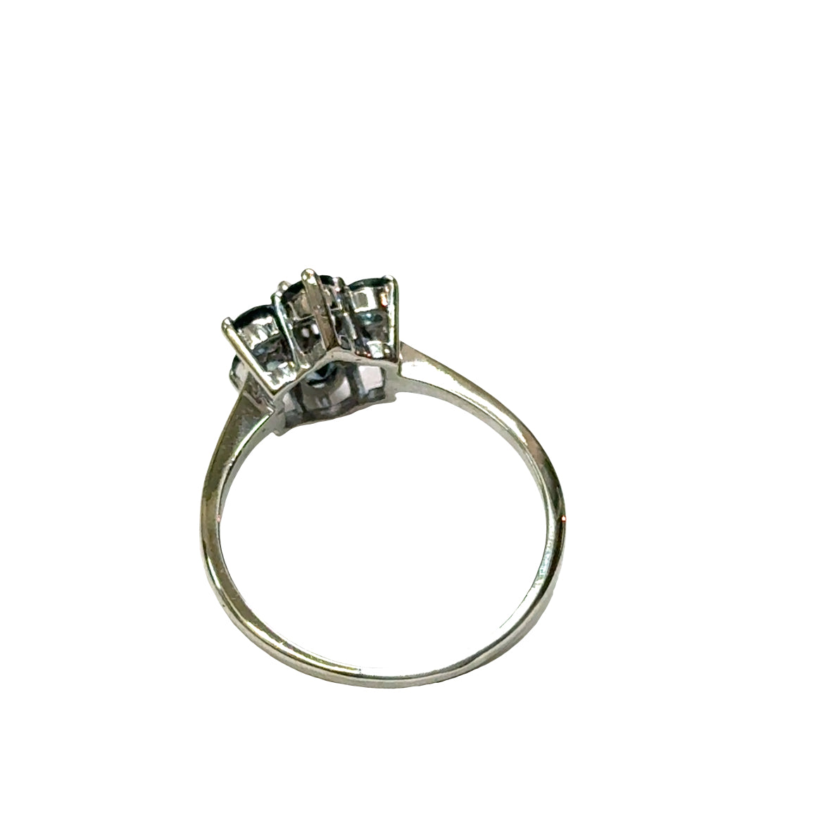 14K White Gold Sapphire & Diamond Flower Ring