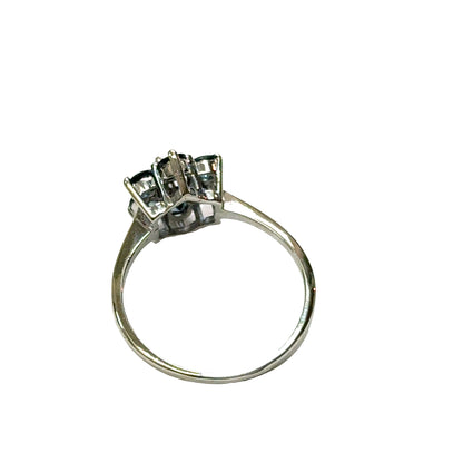14K White Gold Sapphire & Diamond Flower Ring