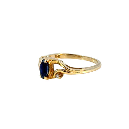 Petite Sapphire and Diamond Ring in 14K Yellow Gold