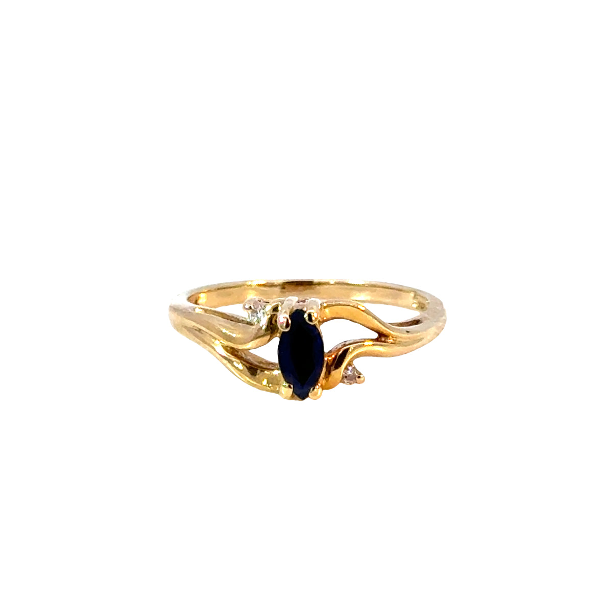 Petite Sapphire and Diamond Ring in 14K Yellow Gold