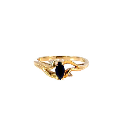 Petite Sapphire and Diamond Ring in 14K Yellow Gold