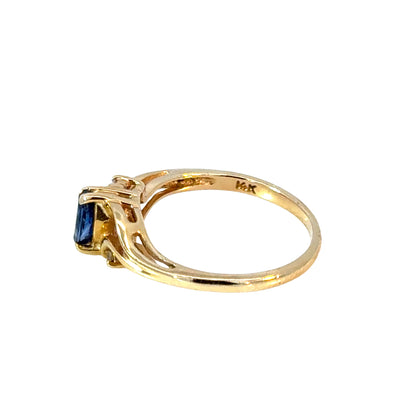Petite Sapphire and Diamond Ring in 14K Yellow Gold