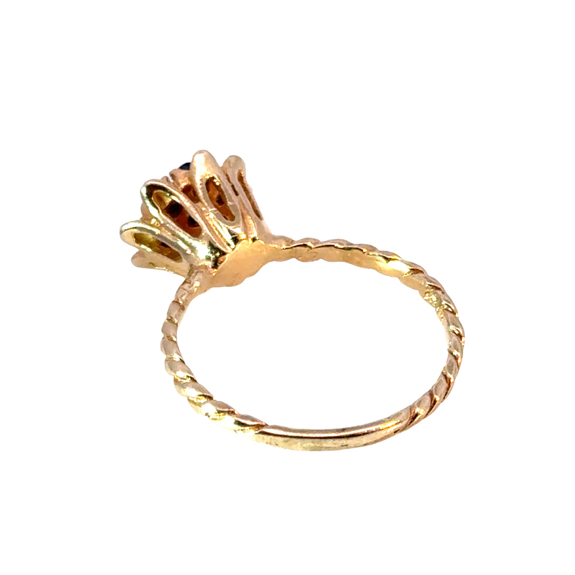 Mid-Century Sapphire Blossom Ring in 14K Yellow Gold