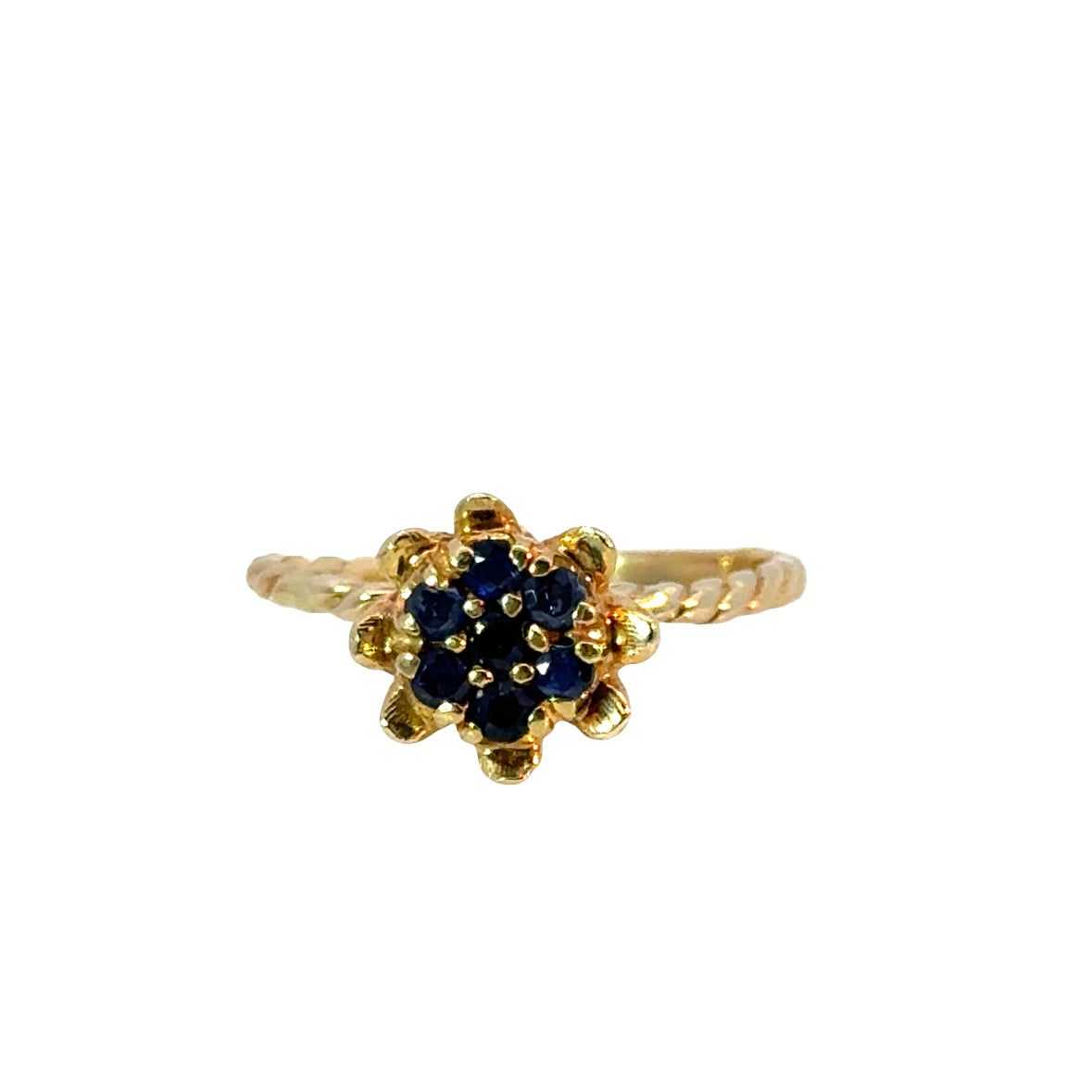 Mid-Century Sapphire Blossom Ring in 14K Yellow Gold