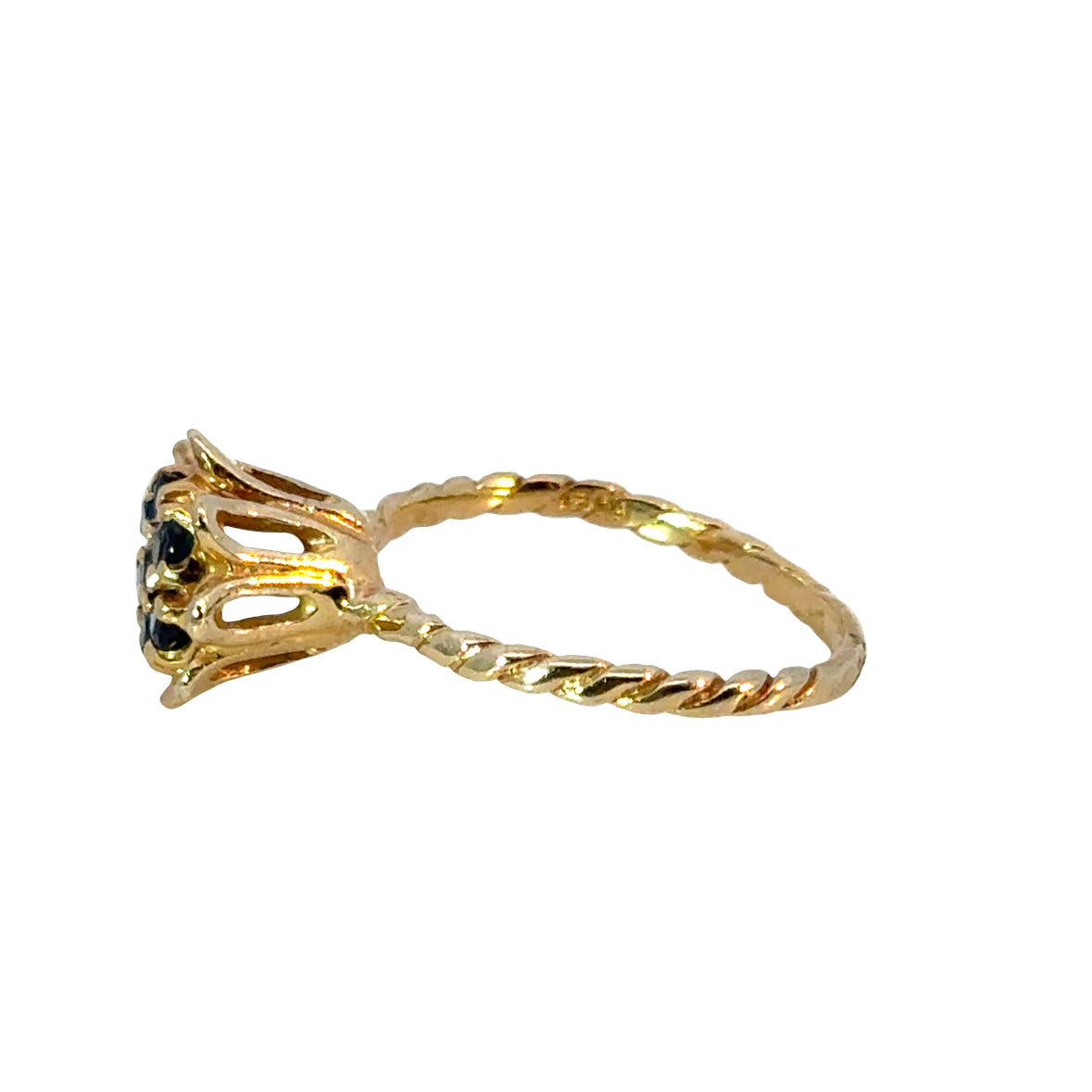 Mid-Century Sapphire Blossom Ring in 14K Yellow Gold