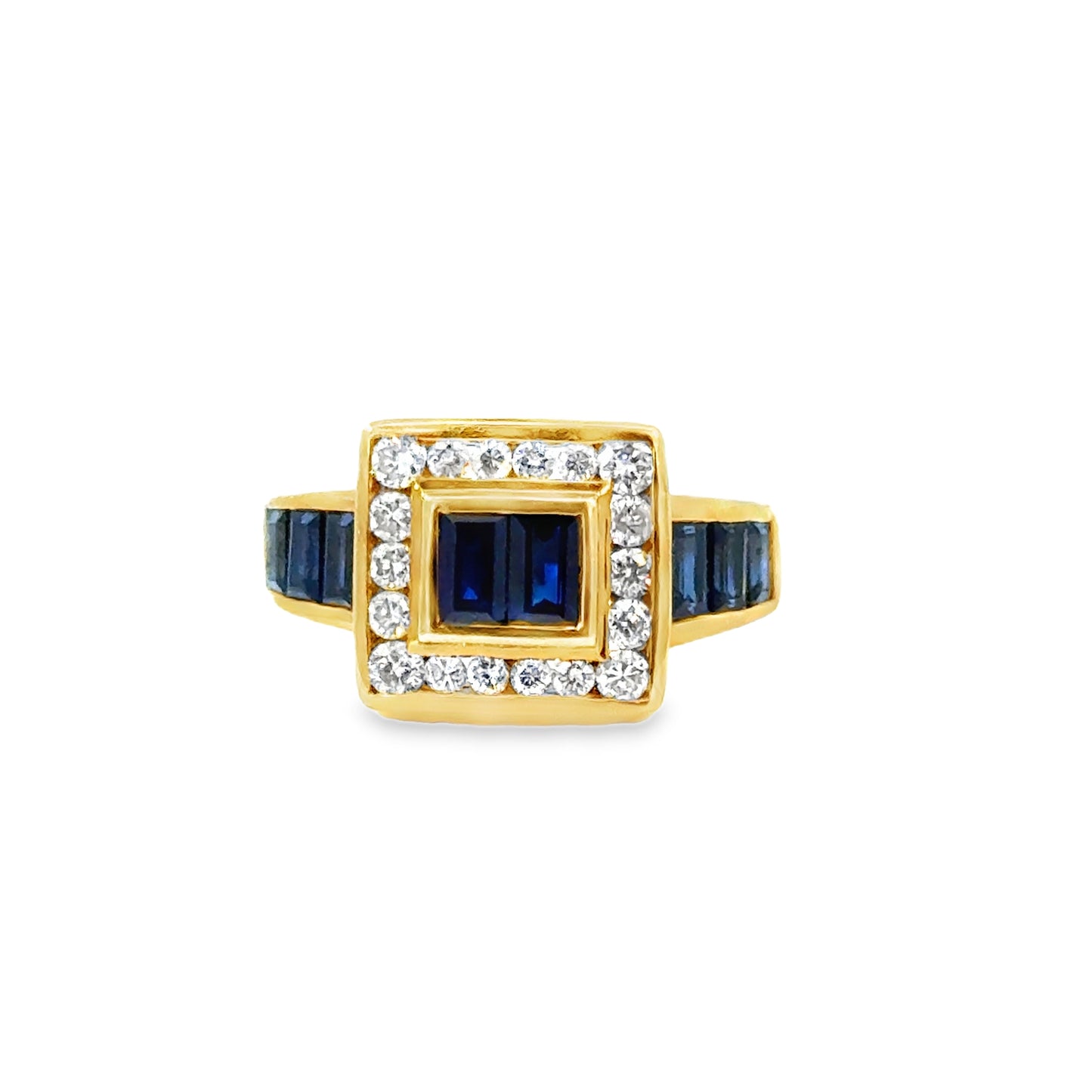 Le Vian 18K Yellow Gold Sapphire & Diamond Square Halo Ring