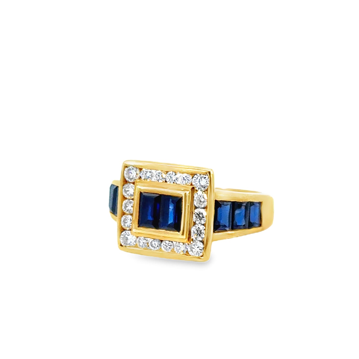 Le Vian 18K Yellow Gold Sapphire & Diamond Square Halo Ring