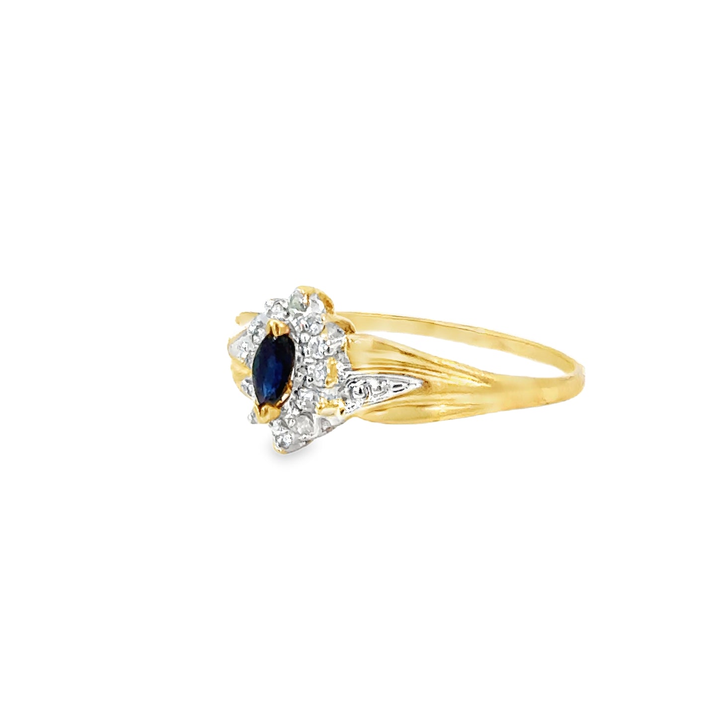 Elegant Marquise Sapphire & Diamond Ring in Yellow Gold