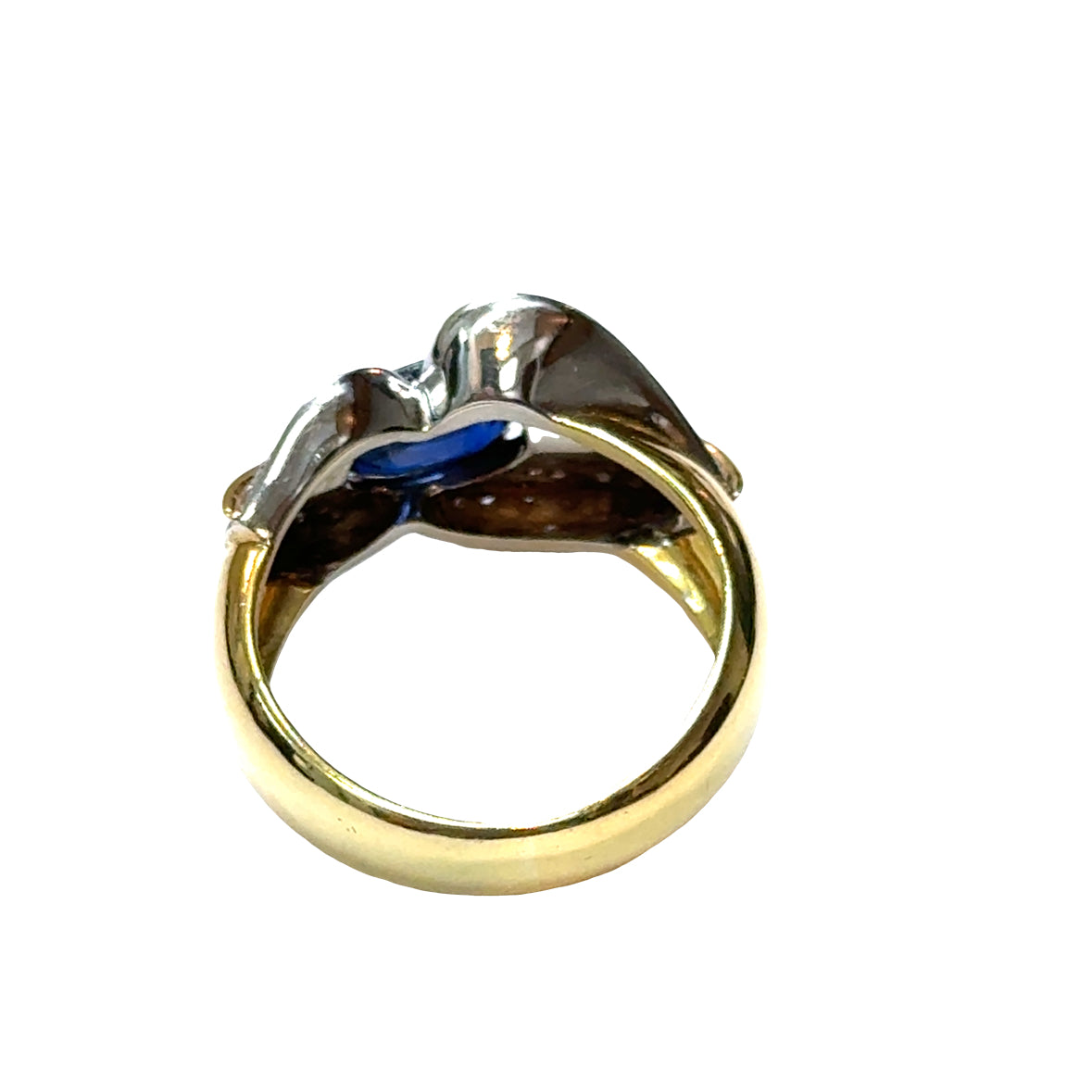 Nature-Inspired 18K Gold Sapphire and Diamond Leaf Ring