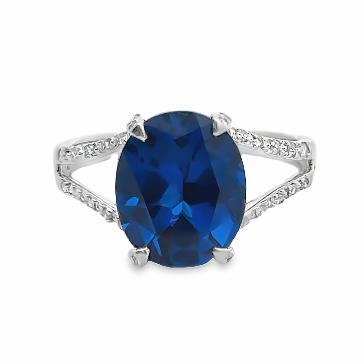 14K White Gold Sapphire & Diamond Ring