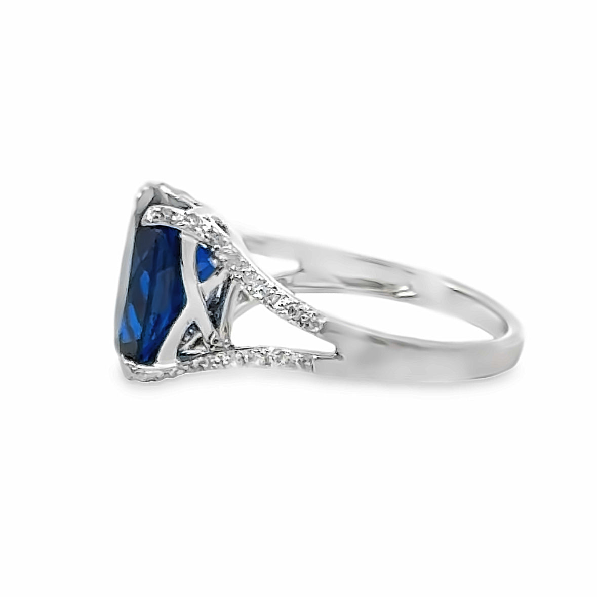 14K White Gold Sapphire & Diamond Ring