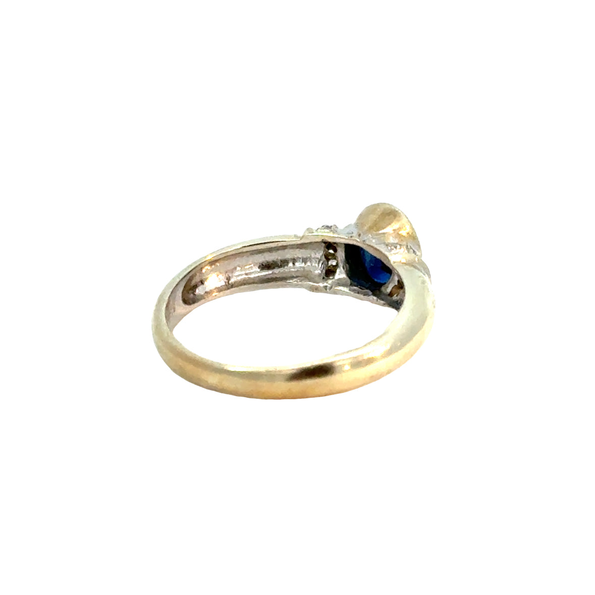 14K Yellow Gold Oval Sapphire & Diamond Accent Ring