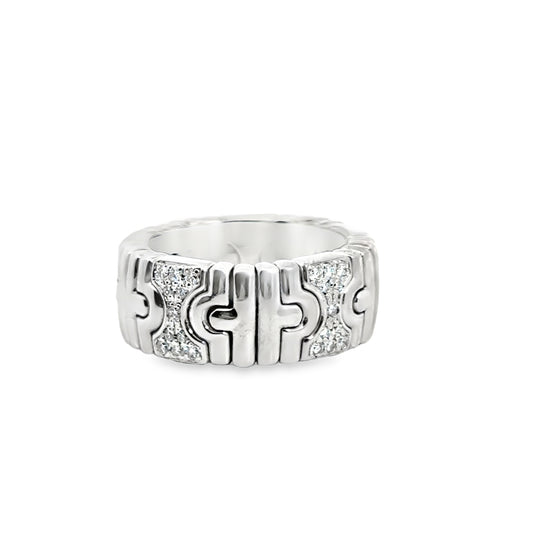 Bvlgari 18K White Gold Parentesi Diamond Band