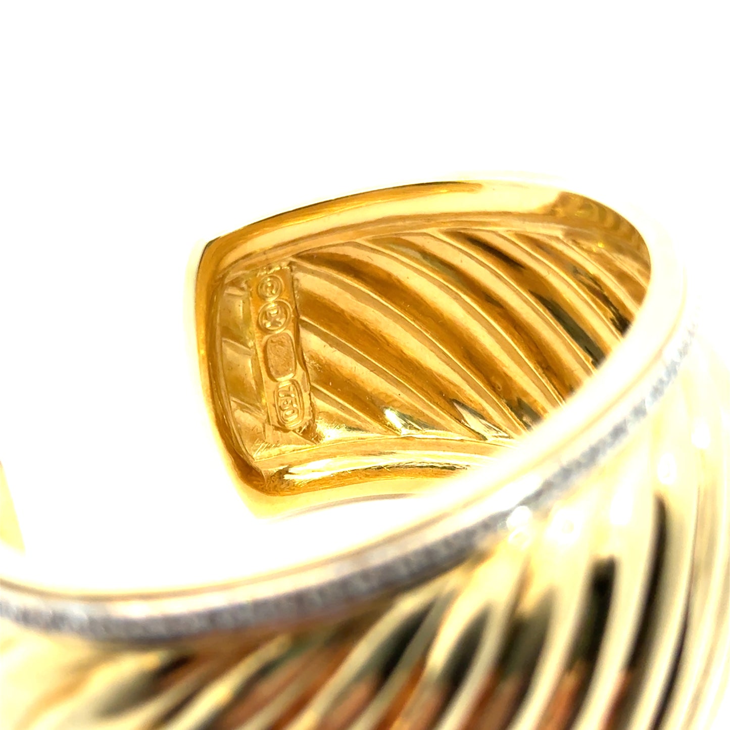 David Yurman Signature Fluted Cuff, 18K Gold & Diamond Pavé