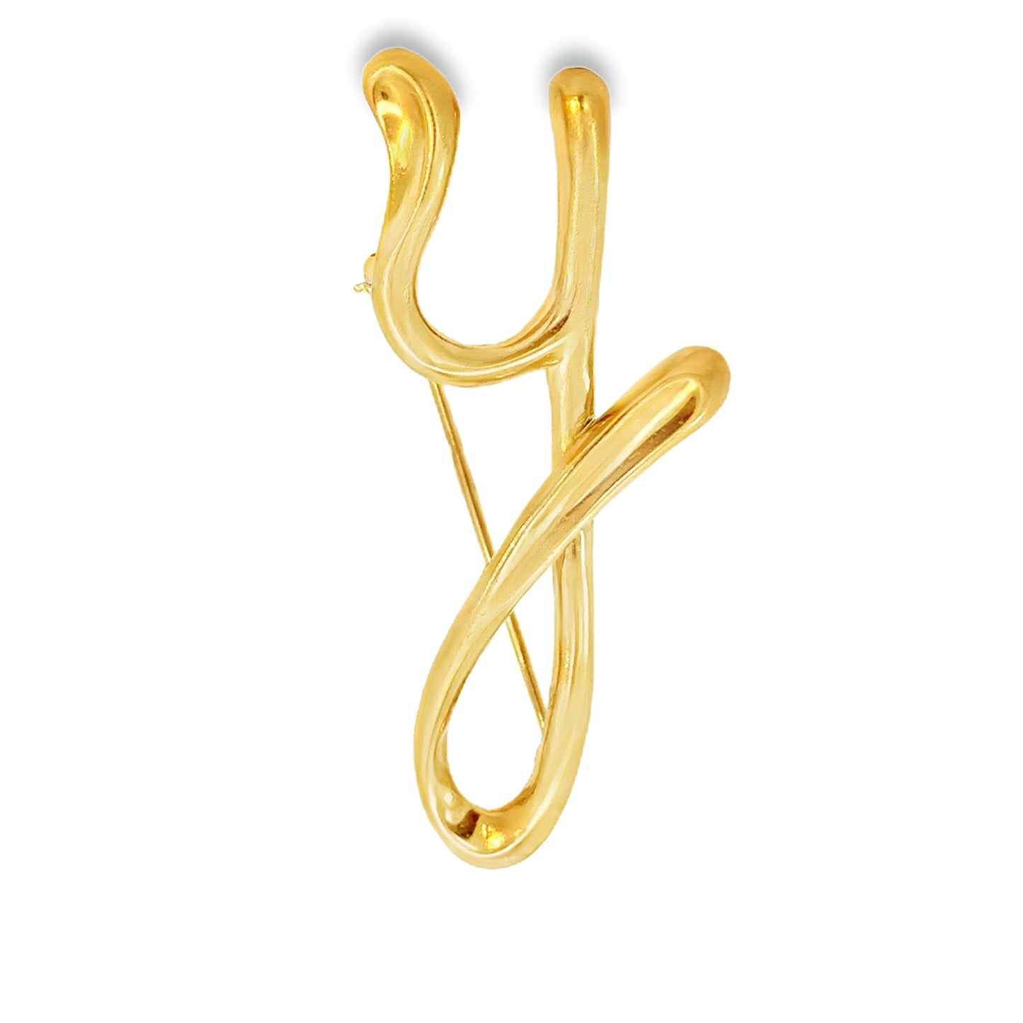 Tiffany & Co. Elsa Peretti “Y” or “H” Initial Brooch – 18K Yellow Gold (1983)