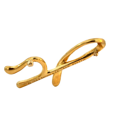 Tiffany & Co. Elsa Peretti “Y” or “H” Initial Brooch – 18K Yellow Gold (1983)