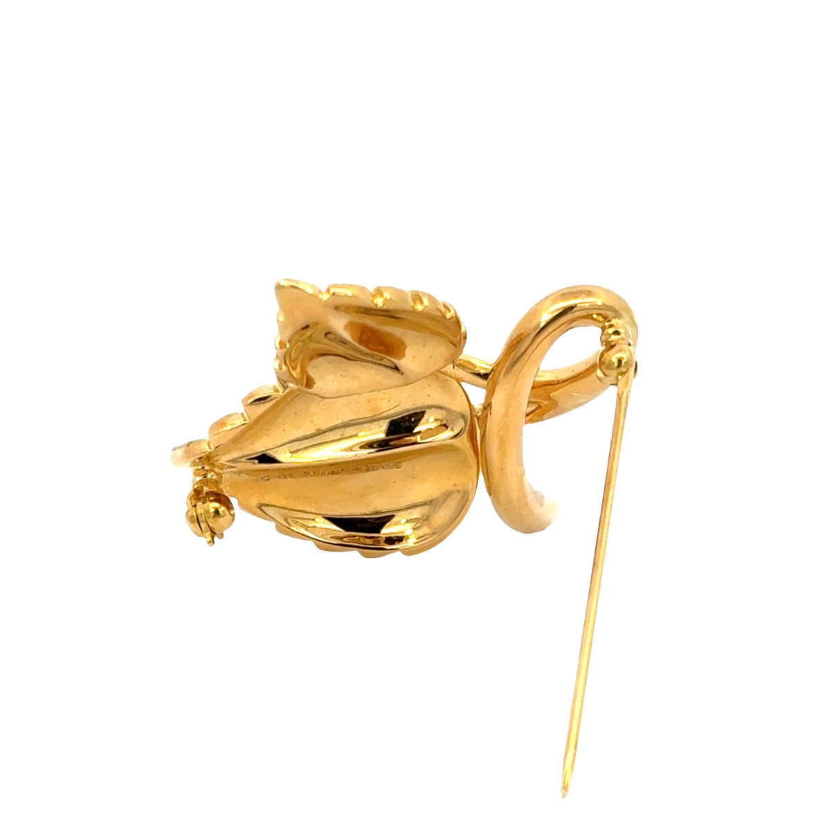 Tiffany & Co. 18K Yellow Gold Strawberry Leaf Brooch  – Diamond Accent