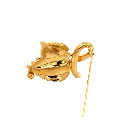 Tiffany & Co. 18K Yellow Gold Strawberry Leaf Brooch  – Diamond Accent