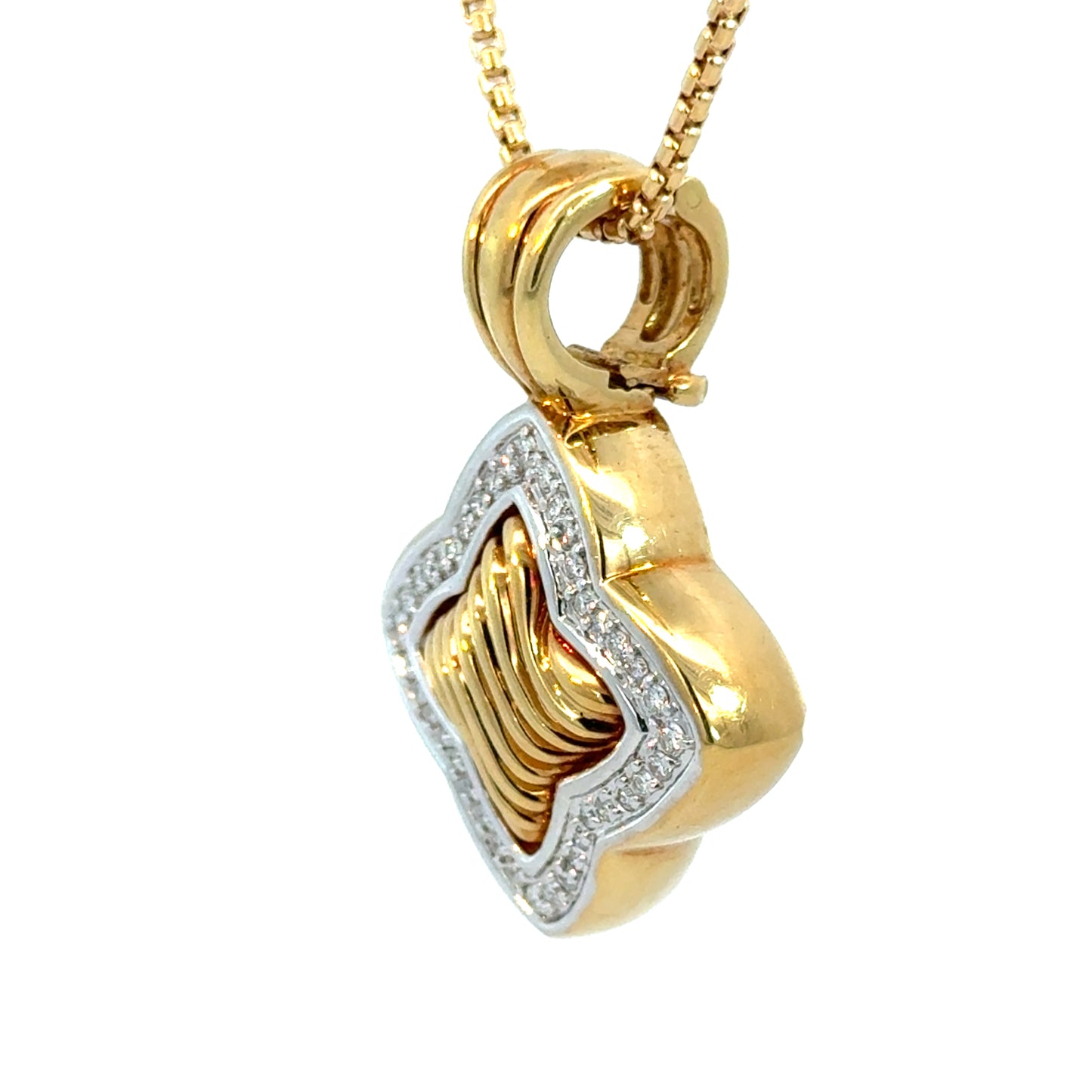 David Yurman 18K Yellow Gold & Diamond Quatrefoil Enhancer Pendant