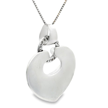 BVLGARI Signature Heart Pendant – 18K White Gold & Diamonds