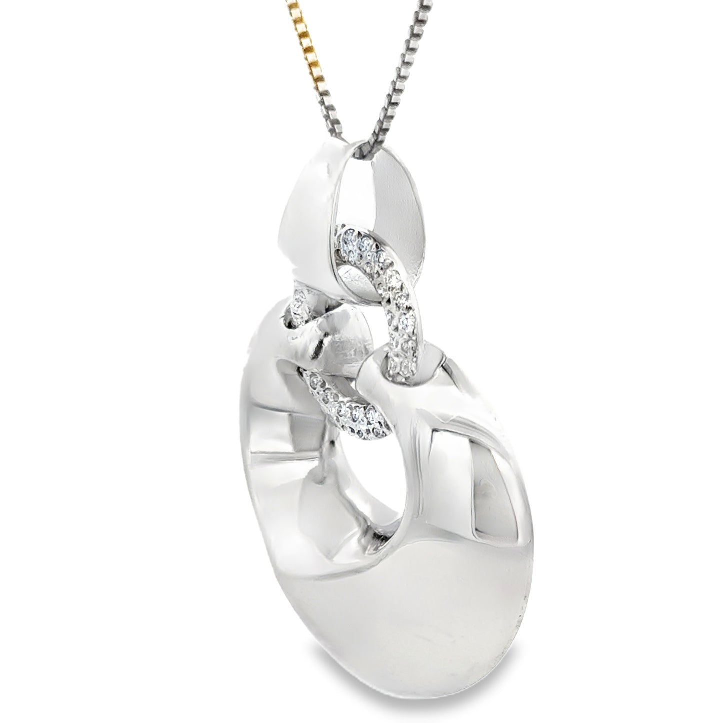 BVLGARI Signature Heart Pendant – 18K White Gold & Diamonds