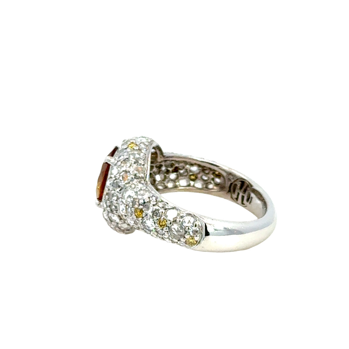 John Hardy 18K White Gold Spessartite Garnet & Diamond Ring