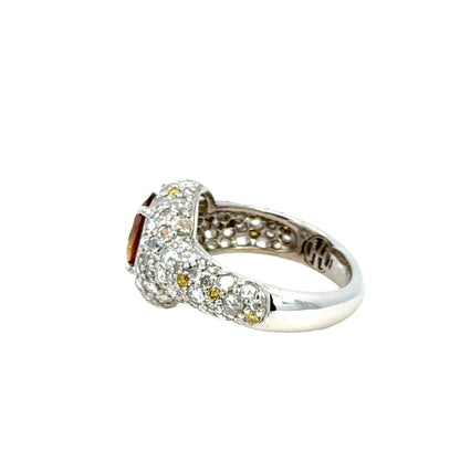 John Hardy 18K White Gold Spessartite Garnet & Diamond Ring