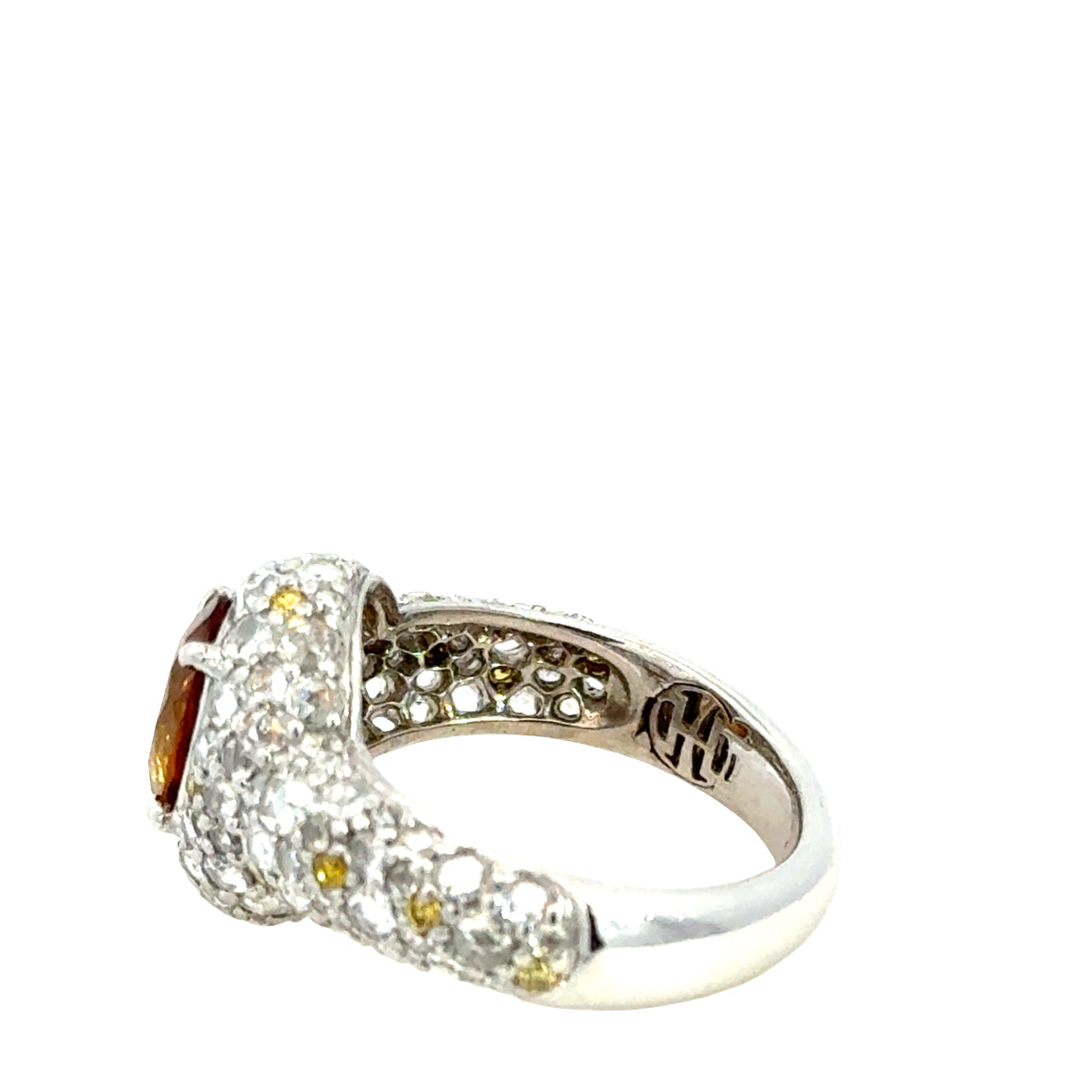 John Hardy 18K White Gold Spessartite Garnet & Diamond Ring