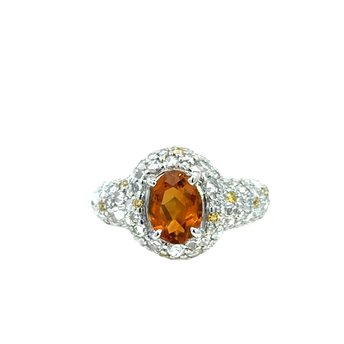 John Hardy 18K White Gold Spessartite Garnet & Diamond Ring